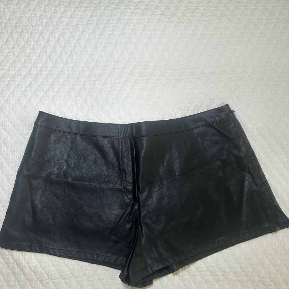 Victoria's Secret Black Faux Leather High-Waist Shorts